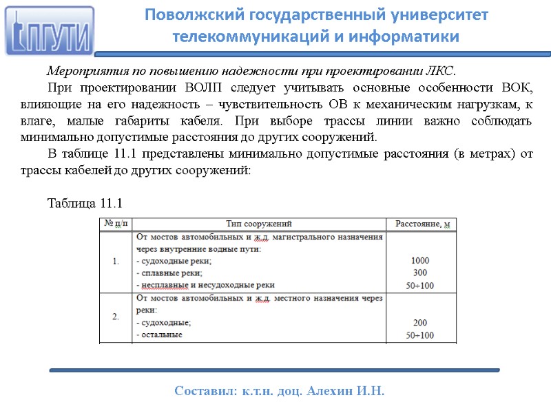 Мероприятия по повышению надежности при проектировании ЛКС. При проектировании ВОЛП следует учитывать основные особенности